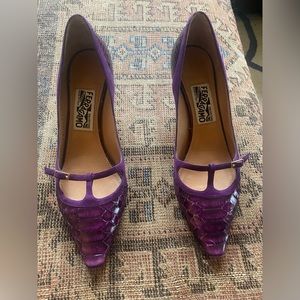 Plum Ferragamo Kitten Heel Shoes